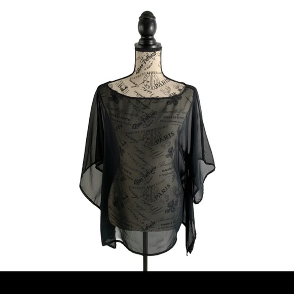 Women's S/M sheer black blouse - Picture 1 of 7